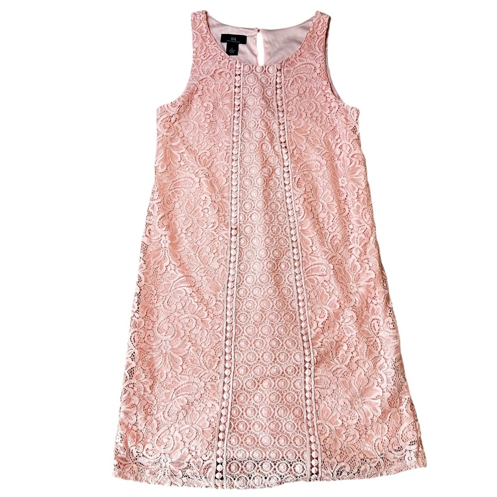 I.N. San Francisco A-Line Light Pink Floral Lace Short Dress Size Small